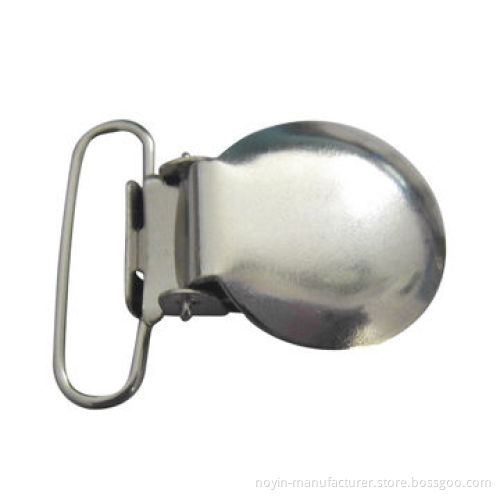 Suspender clip with round face, suspender clip with metal material